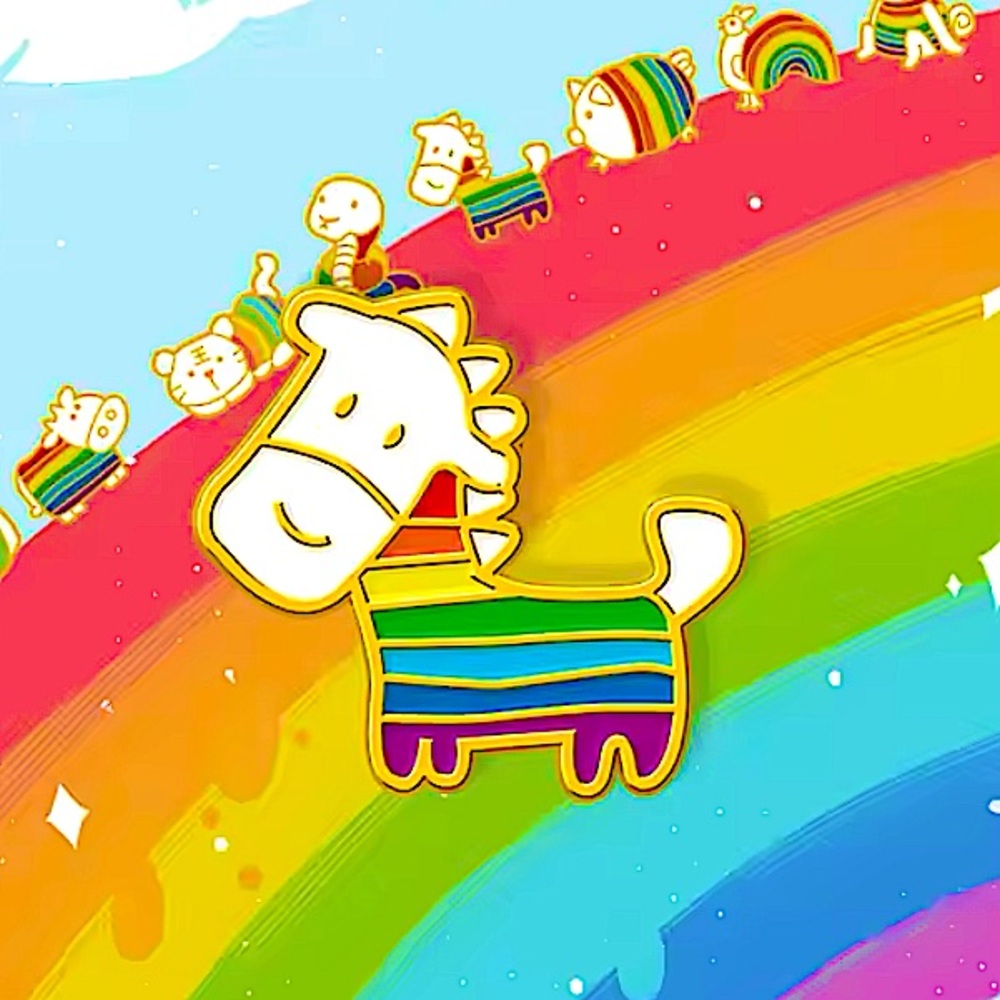 1 LGBTQ+ Pride Flag Enamel & Metal Horse Pin for Clothes Hat Bags - Picture 3 of 8